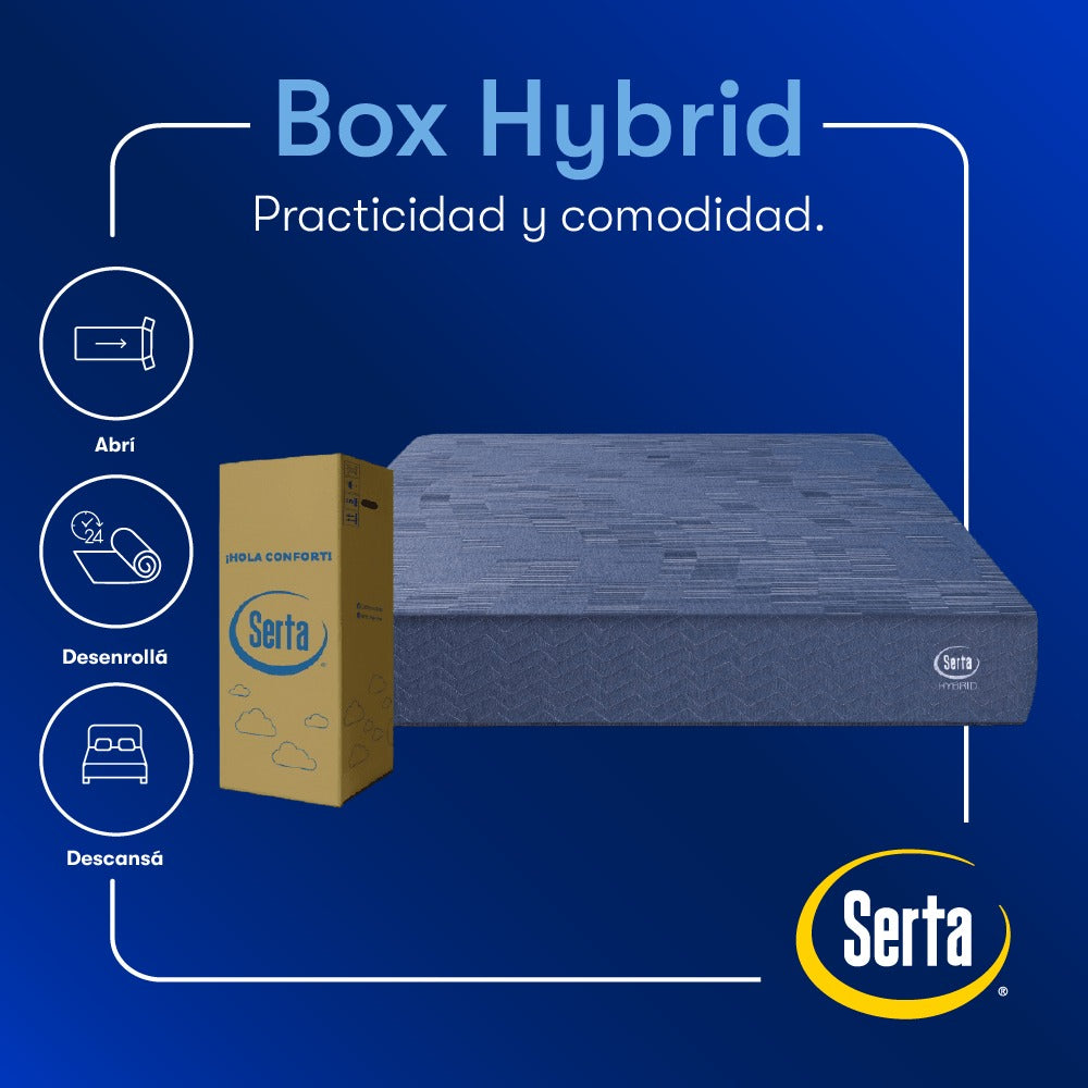 Colchón de resortes compactado de 1 plaza Serta Box Hybrid 90x190