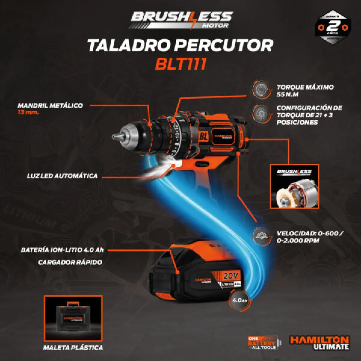 Taladro atornillador percutor Hamilton BLT111