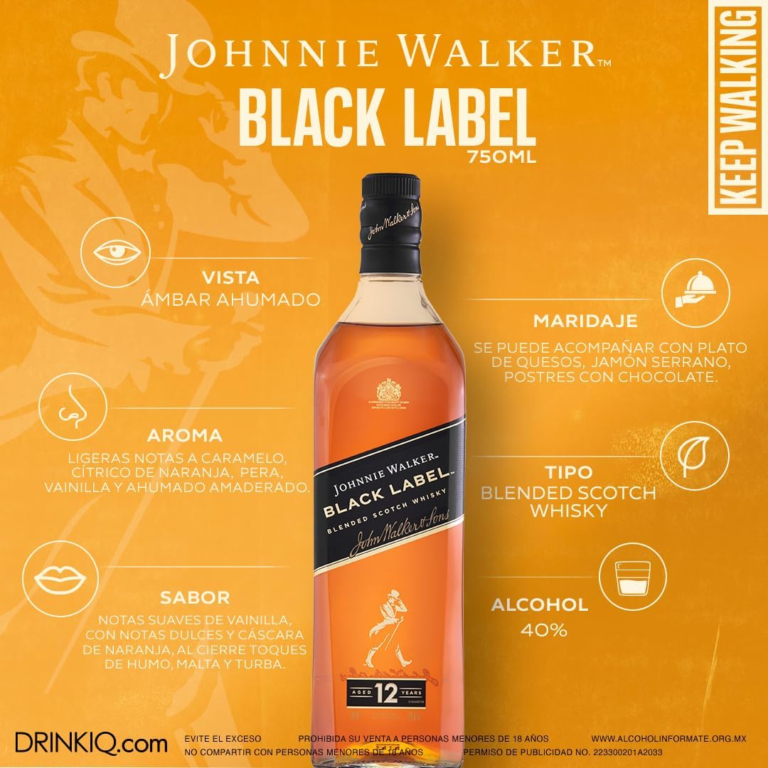 Whisky Johnnie Walker importado black label 1 l