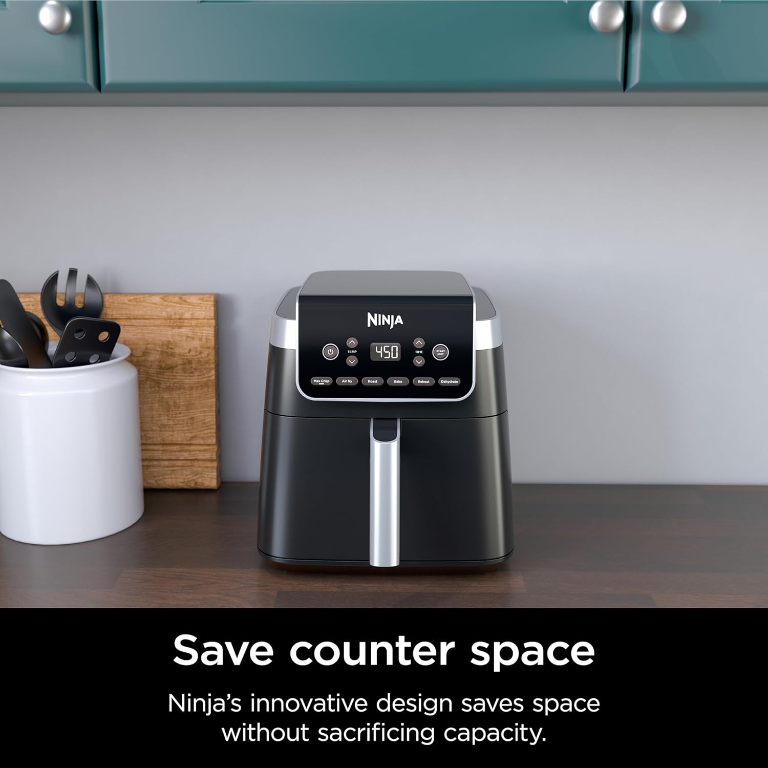 Ninja Air Fryer Pro XL 6 em 1 com capacidade de 6,5 QT, Max Crisp, Air Fry, Air Roast, Assar, Reaquecer, Desidratar, Tecnologia Max Crisp com 450F, Cesta Antiaderente e Prato Crisper, Cinza, AF181