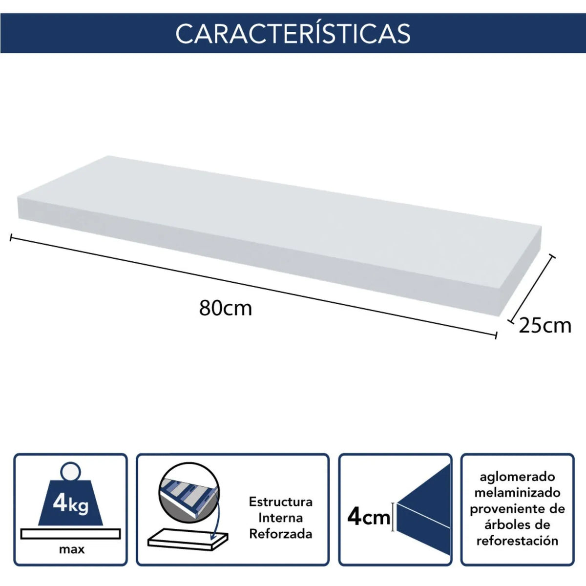 Estante flotante Centro Estant 80 x 25 cm. wengué