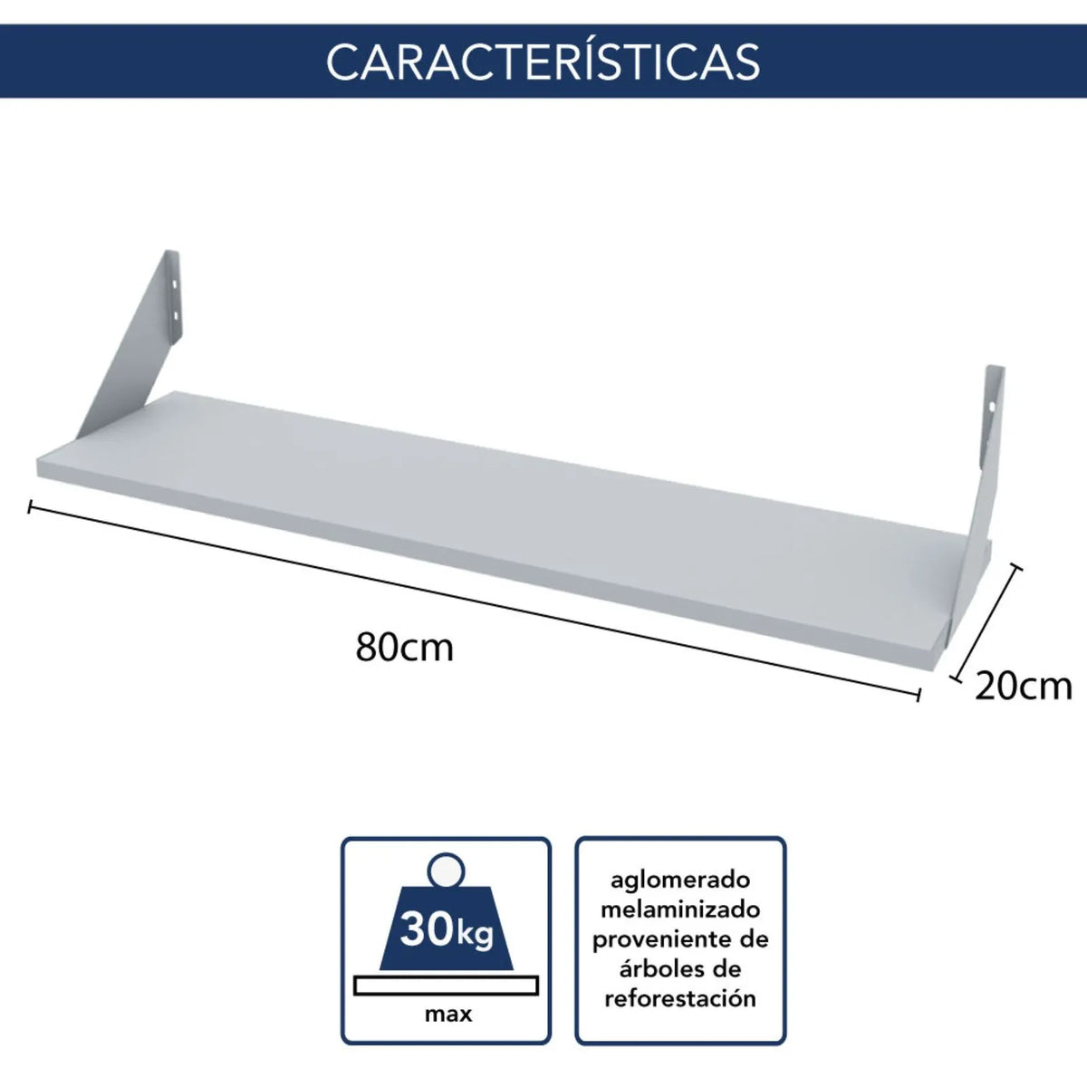 Estante kit Centro Estant con soporte 80 x 20 cm. wengué