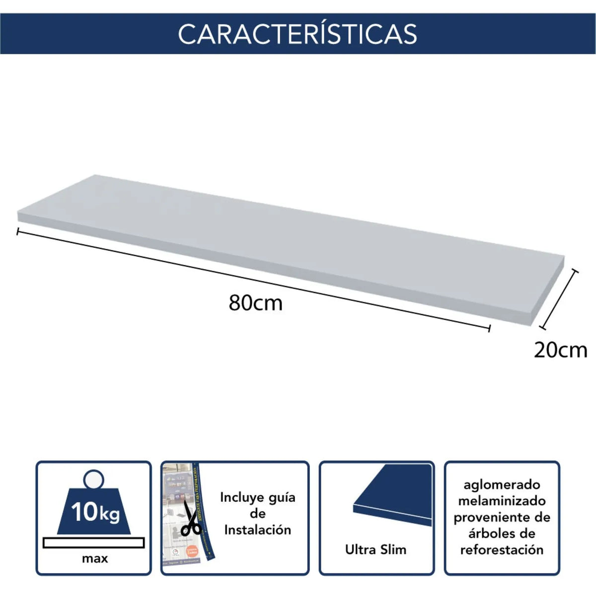 Estante slim 80 x 20 Paraíso