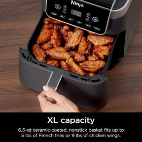 Ninja Air Fryer Pro XL 6 em 1 com capacidade de 6,5 QT, Max Crisp, Air Fry, Air Roast, Assar, Reaquecer, Desidratar, Tecnologia Max Crisp com 450F, Cesta Antiaderente e Prato Crisper, Cinza, AF181