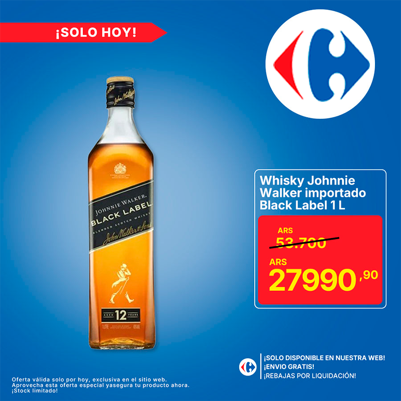 Whisky Johnnie Walker importado black label 1 l