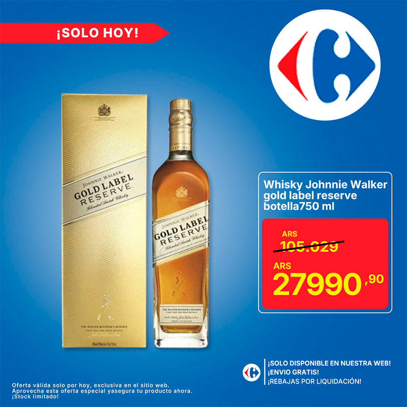 Whisky Johnnie Walker gold label reserve botella 750 ml