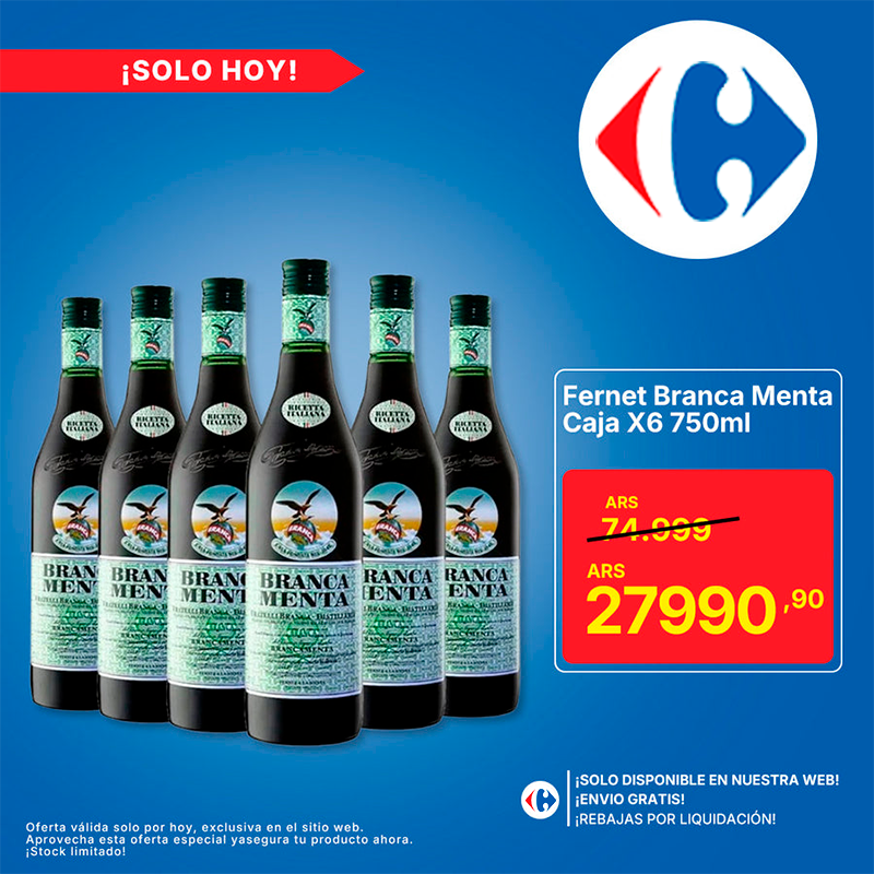 Fernet Branca Menta Caja X6 750ml