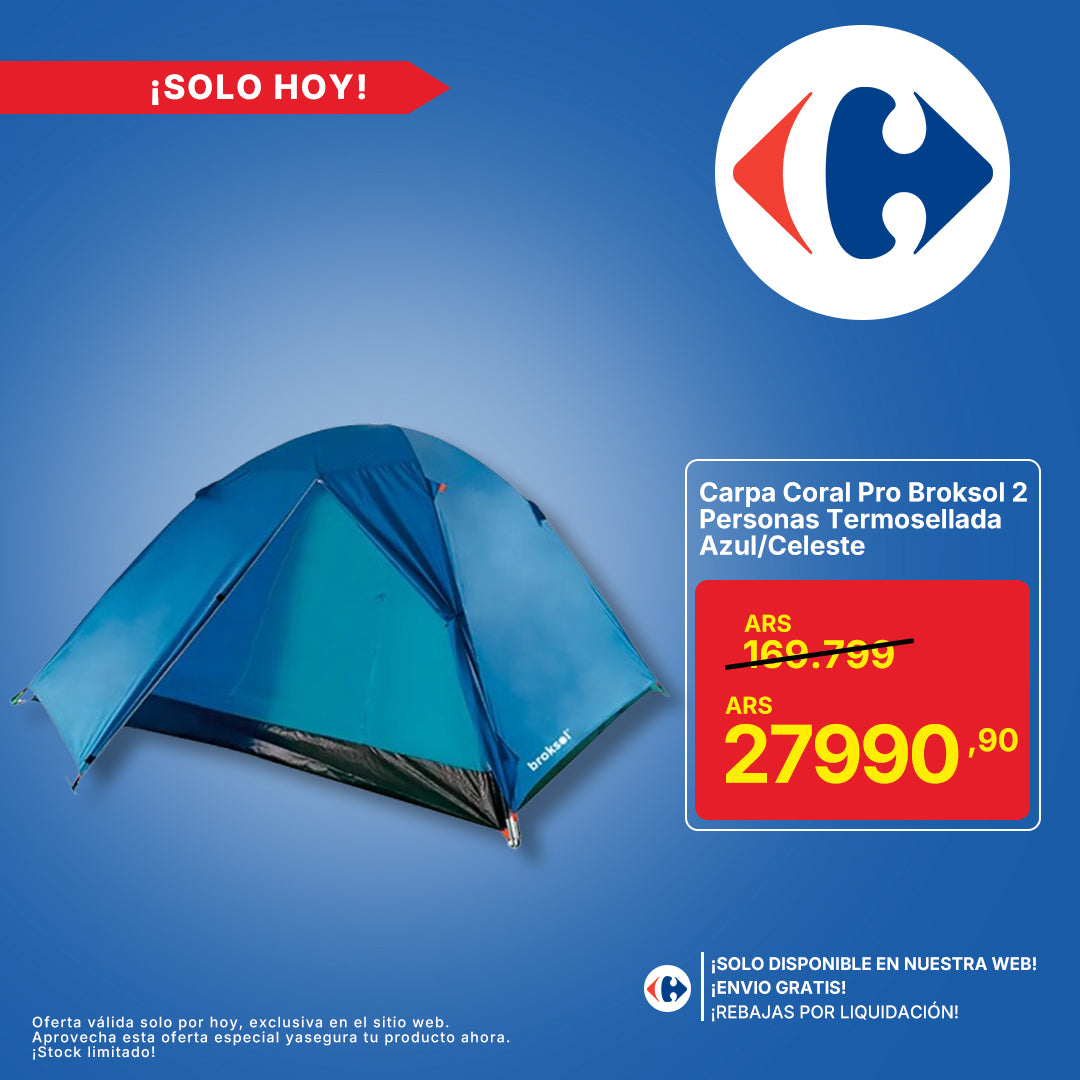 Carpa Coral Pro Broksol 2 Personas Termosellada Azul/Celeste