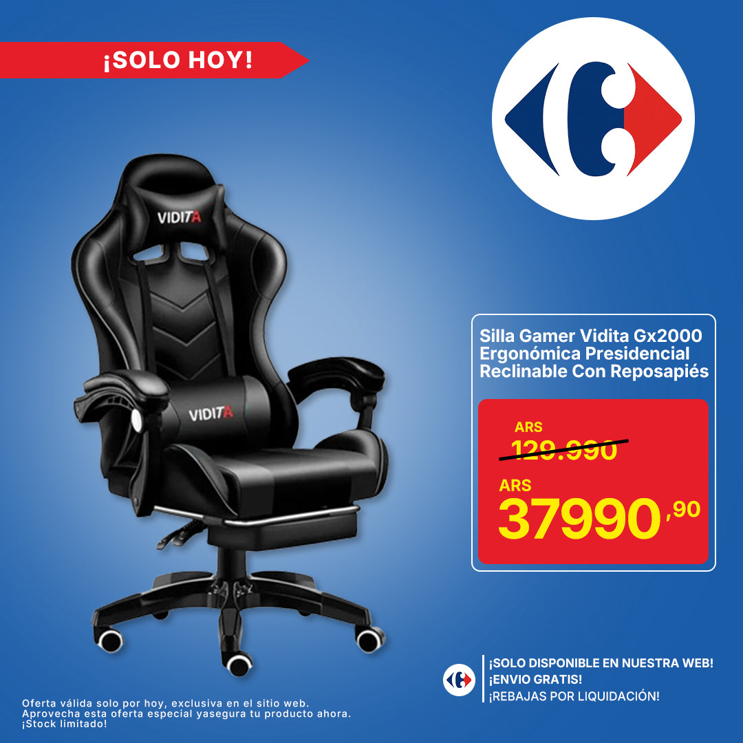Silla Gamer Vidita Gx2000 Ergonómica Presidencial Reclinable Con Reposapiés Videojuego Pc Profesional
