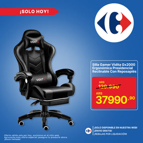 Silla Gamer Vidita Gx2000 Ergonómica Presidencial Reclinable Con Reposapiés Videojuego Pc Profesional