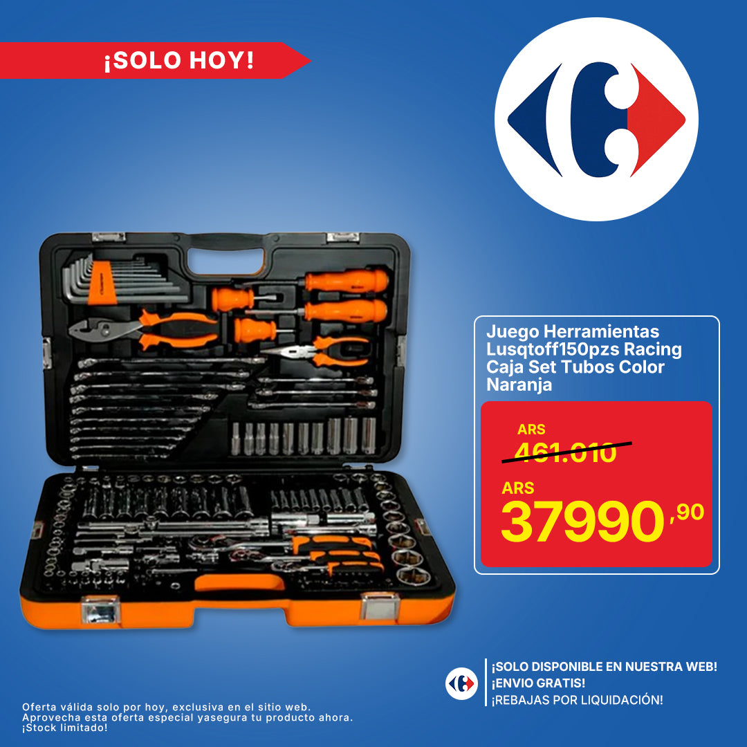 Juego Herramientas Lusqtoff 150pzs Racing Caja Set Tubos Color Naranja