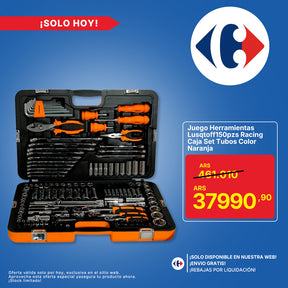 Juego Herramientas Lusqtoff 150pzs Racing Caja Set Tubos Color Naranja