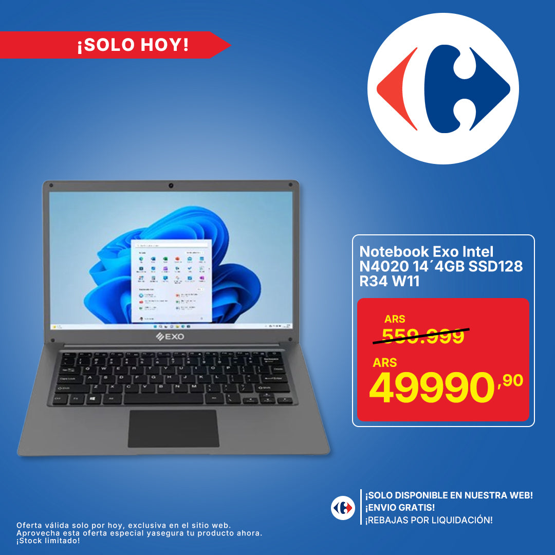Notebook Exo Intel N4020 14´4GB SSD128 R34 W11