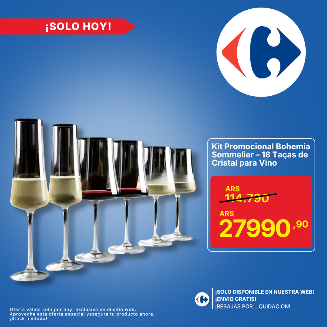 Kit Promocional Bohemia Sommelier – 18 Taças de Cristal para Vino