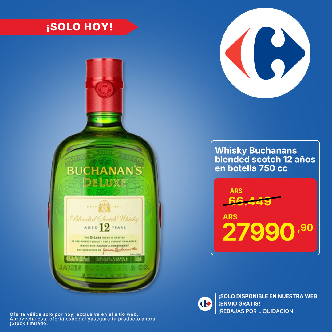 Whisky Buchanans blended scotch 12 años en botella 750 cc