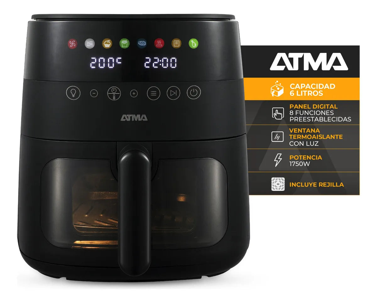 Freidora De Aire Atma Fr246abp 1750w 6 Litros Control Táctil Color Negro