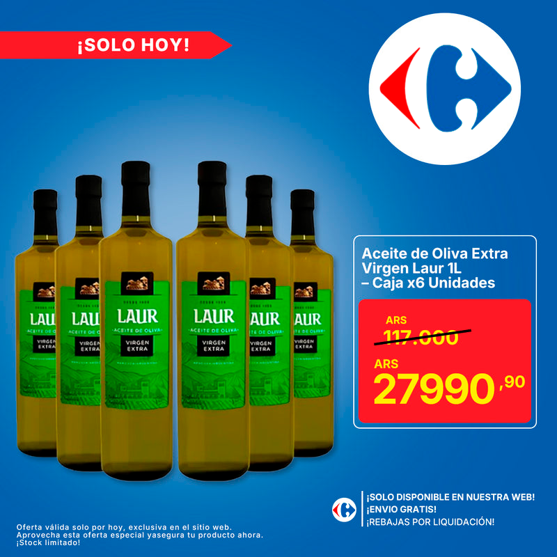 Aceite de Oliva Extra Virgen Laur 1L – Caja x6 Unidades