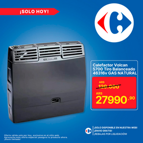 Calefactor Volcan 5700 Tiro Balanceado 46316v GAS NATURAL
