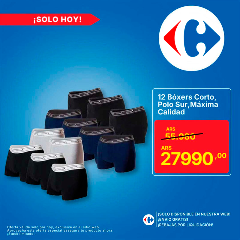 12 Bóxers Corto, Polo Sur, Máxima Calidad. Precio Mayorista