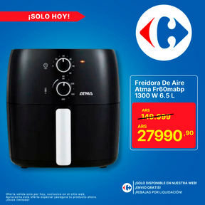 Freidora De Aire Atma Fr60mabp 1300 W 6.5 L Con Temporizador