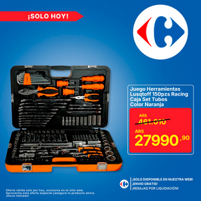 Juego Herramientas Lusqtoff 150pzs Racing Caja Set Tubos Color Naranja