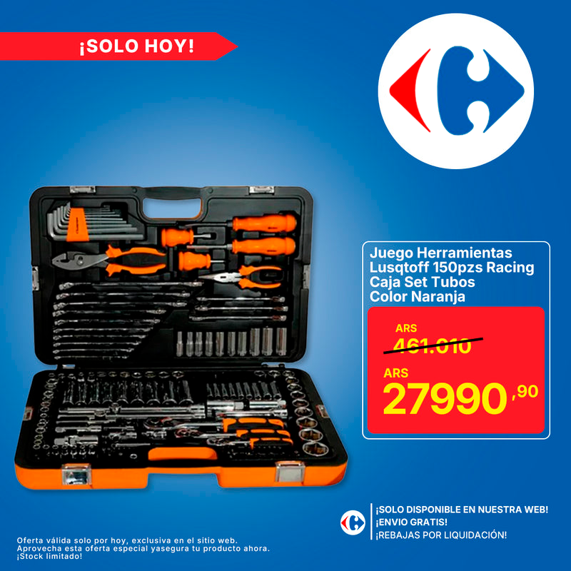 Juego Herramientas Lusqtoff 150pzs Racing Caja Set Tubos Color Naranja