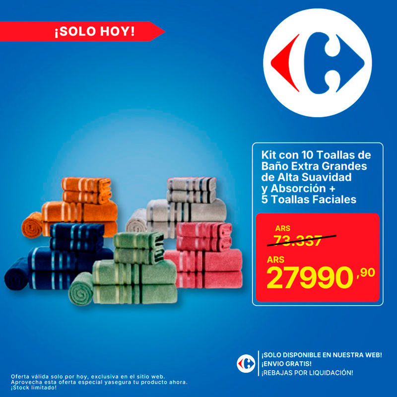 Kit de 10 Toallas Super Bañera de Alta Suavidad y Absorción + 5 Toallas de Rostro