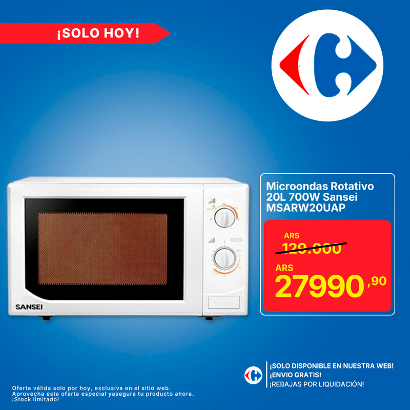 Microondas Rotativo 20L 700W Sansei MSARW20UAP