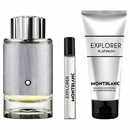 Set de regalo Montblanc Explorer Platinum: perfume para hombre EDP + gel de ducha + kit de viaje